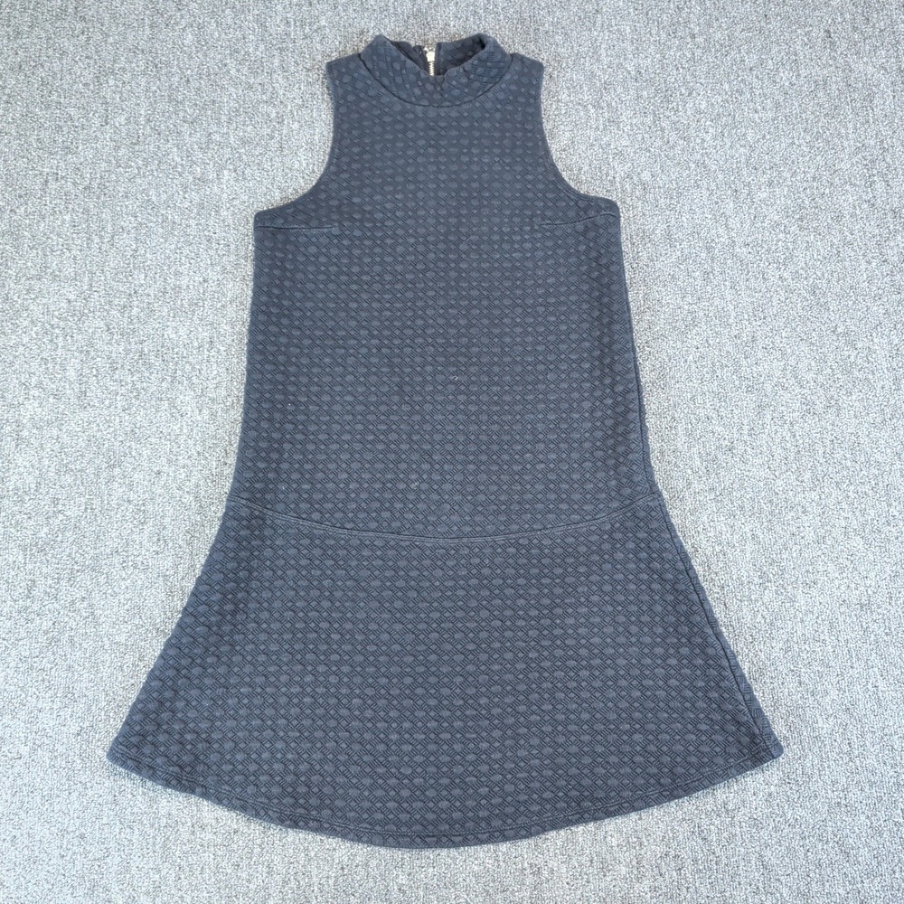 Abercrombie & Fitch Mod Quilted Mini Dress Women XS Black Cotton Blend Mock Neck